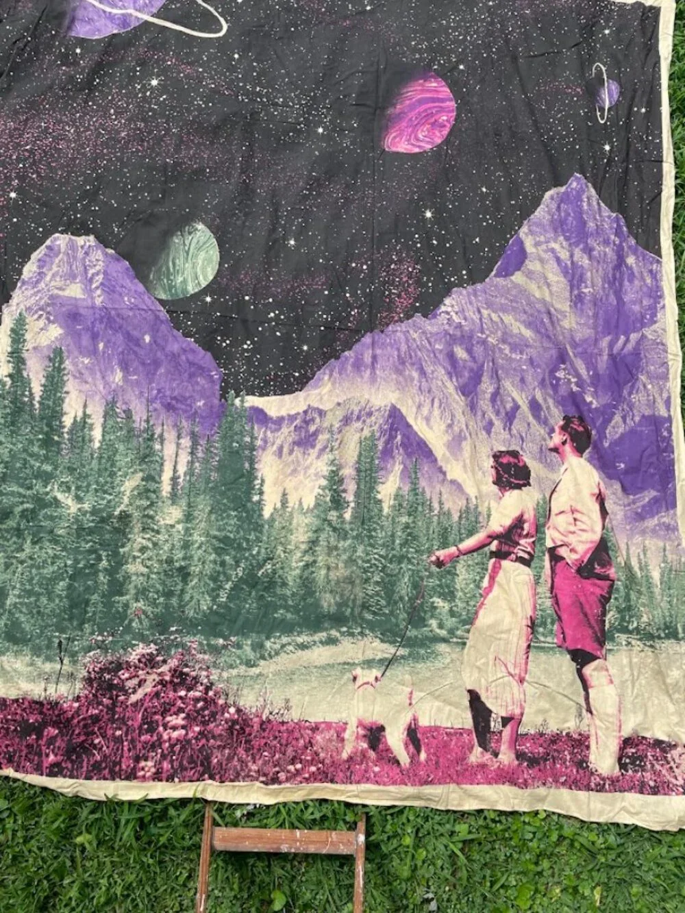 Earthbound Trading Large Wall Tapestry Hanging Mountains Space Planets Couple